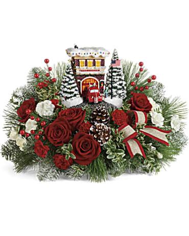 Thomas Kinkade\'s Festive Fire Station Bouquet